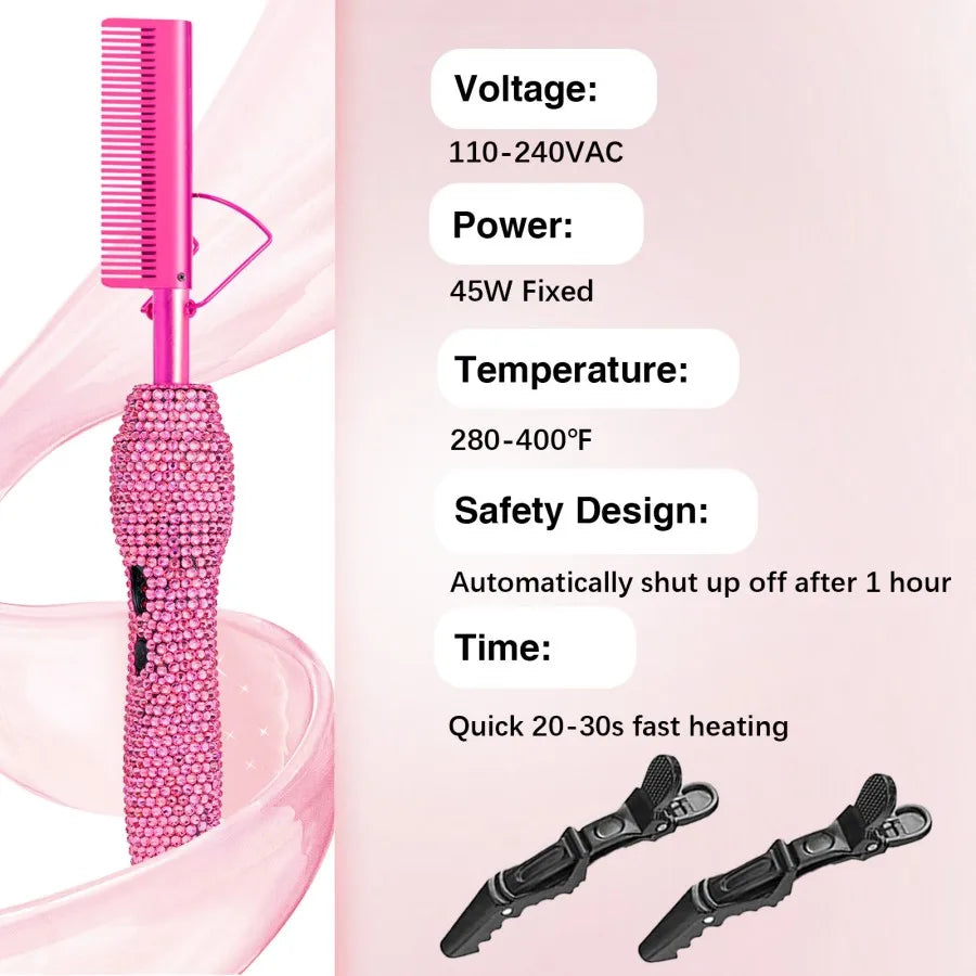 HeatSculpt Pro Electric Hot Comb – 2-in-1 Straightening & Curling Brush