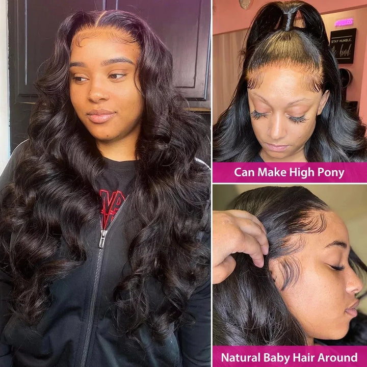 HD Body Wave Lace Front Wig – 28–30” Virgin Brazilian Hair, 180% Density
