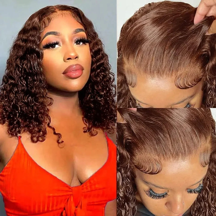 Cocoa Curl Deep Wave Bob – Chocolate Brown 13x4 Lace Wig