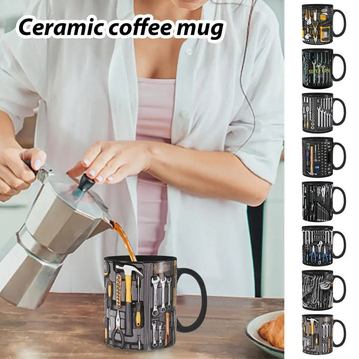 Power Tools Mug – Ceramic Coffee Cup with Toolbox Design (350ml)