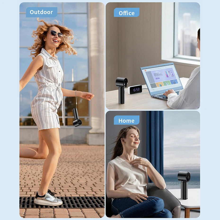 coldSky Portable Handheld Fan 3000mAh Battery Operated Cooling Fan 5 Speed Adjustable Small Desktop Fan With Digital Display