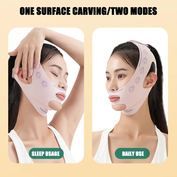 V-Line Face Sculpting Sleep Mask – Pink Facial Slimming Strap for Chin Lift, Contour Shaping & Skin Tightening