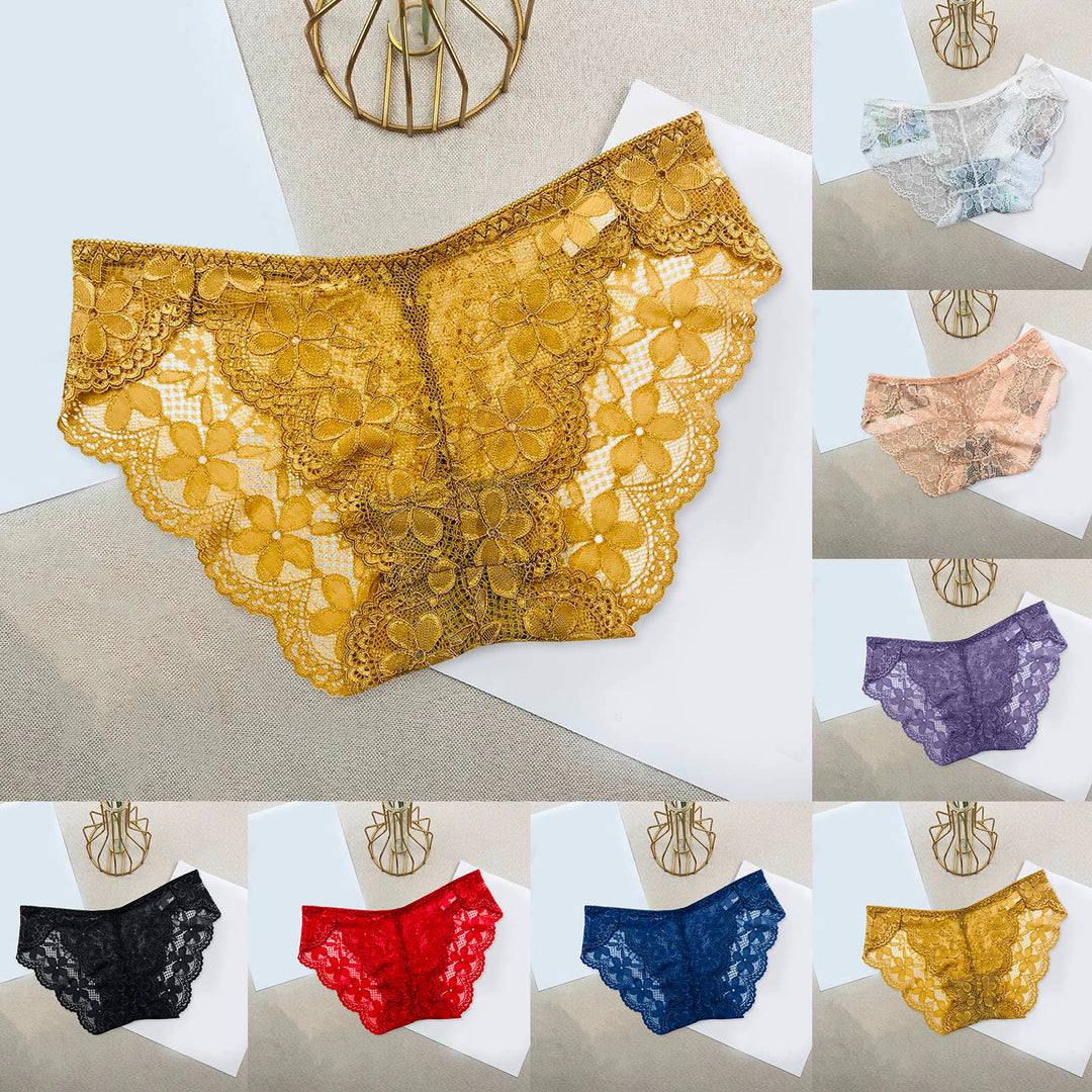 Sexy Lace Breathable Panties – Soft Transparent Mid-Rise Briefs for Women