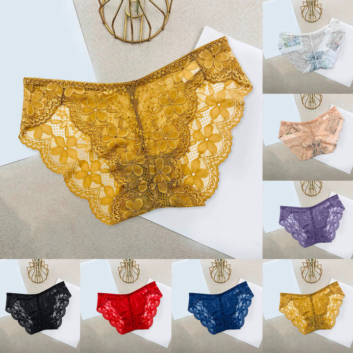Sexy Lace Breathable Panties – Soft Transparent Mid-Rise Briefs for Women