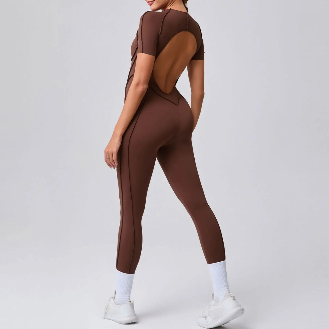 New Autumn/Winter Long-Sleeved One-Piece Yoga Jumpsuit for Women – Backless, Slim Fit Sports Outfit