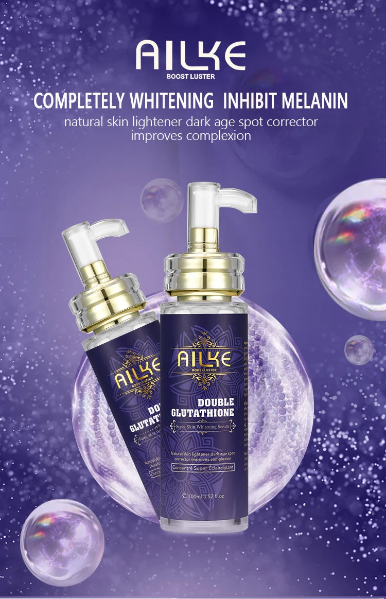 AILKE Brightening Face & Body Whitening Serum – Glutathione, Vitamin C & Aloe Vera | Fades Dark Spots & Evens Skin Tone (100ml)