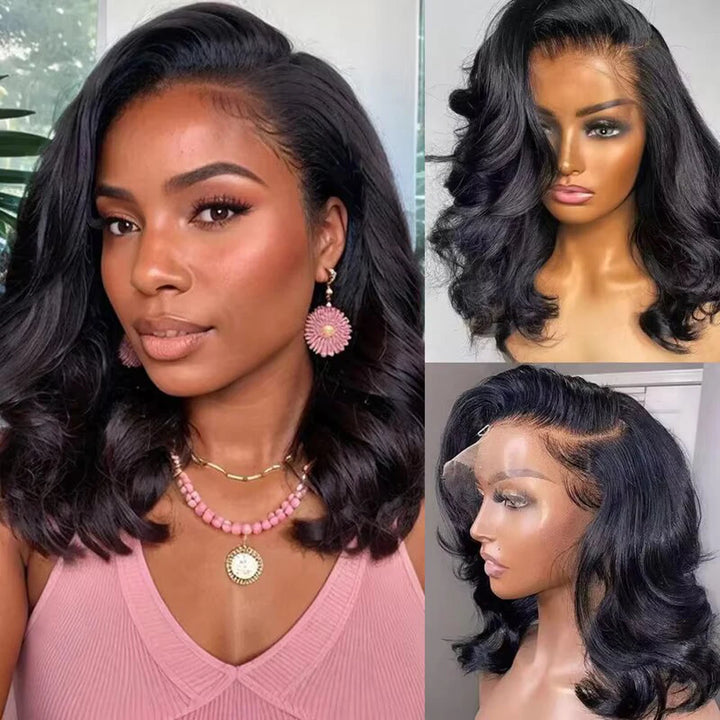 EmpowerEase 16" Body Wave Lace Front Bob – 100% Brazilian Remy Human Hair