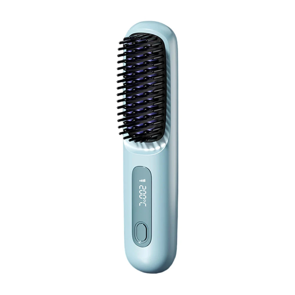 FreedomFlow Cordless Heat Brush – Rechargeable 3-Temp Straightening Comb