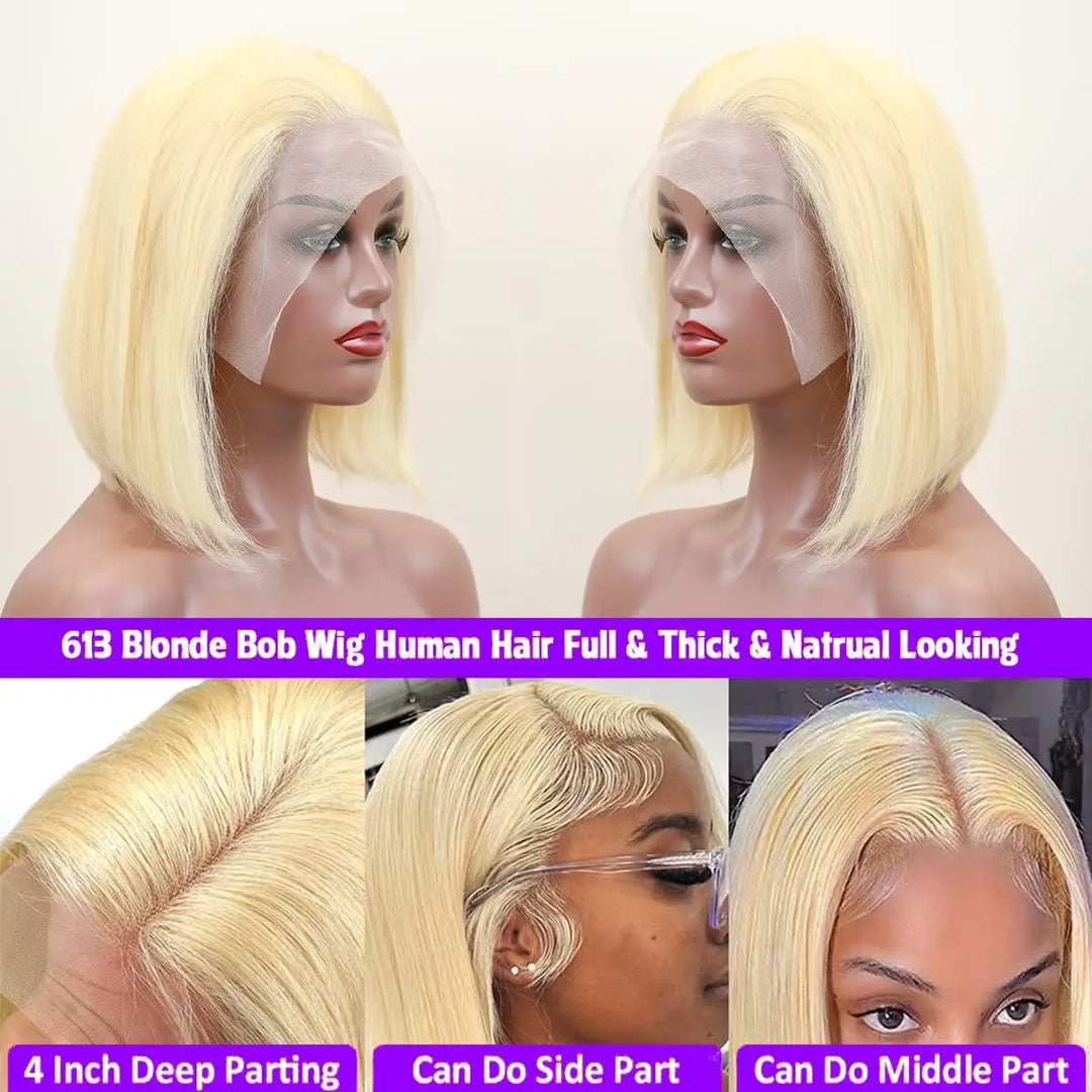 Radiance Lace Bob – 13x4 Straight Human Hair Wig in Luxe Color Options