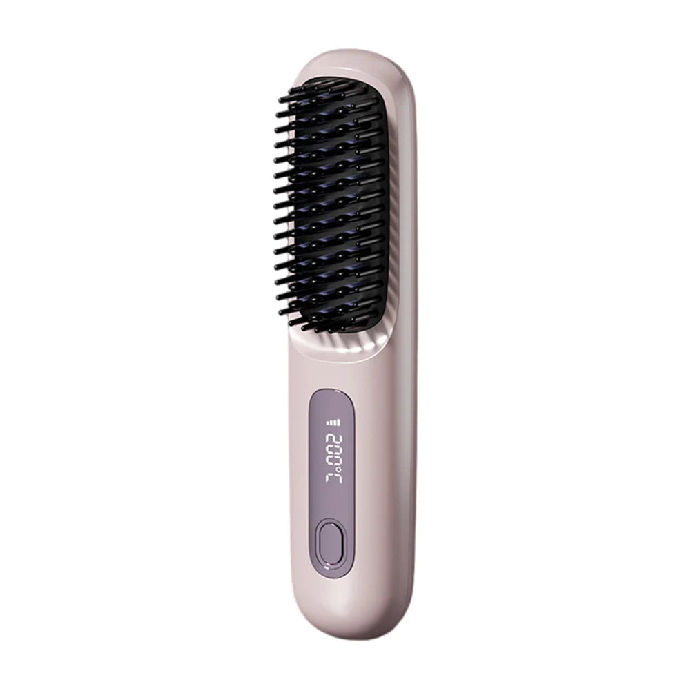 FreedomFlow Cordless Heat Brush – Rechargeable 3-Temp Straightening Comb