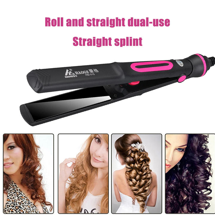 GlowFlex 2-in-1 Mini Hair Straightener & Curler – Anti-Scald, Dual-Use Styling Tool