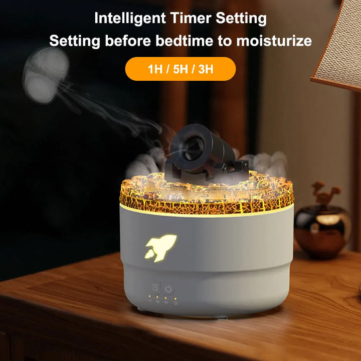 Volcanic Crack Light Cannons Humidifier Essential Oil Diffuser with Timer Cannon Blast Aroma Humidifier Aromatherapy Diffuser