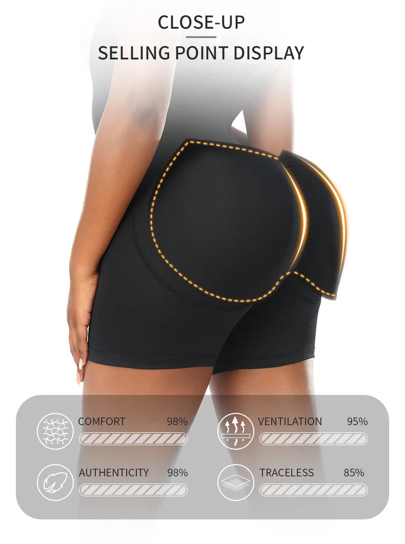 Butt-Lifting Shapewear Bodysuit with Pads – Open Crotch & Adjustable Straps