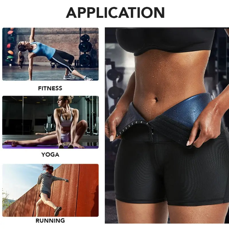 Vaslanda Sauna Sweat Shorts for Women – High Waist Tummy Control Compression Shaper