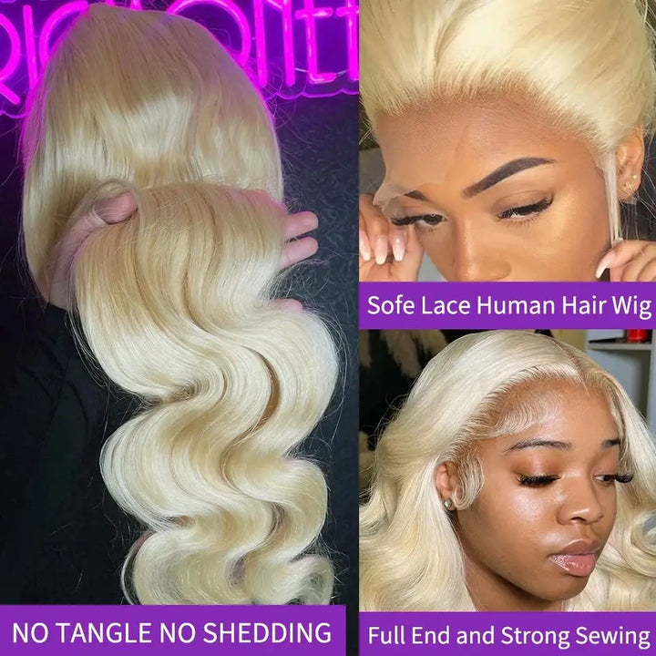 Golden Blonde HD Lace Wig – 100% Human Hair Body Wave, 30"
