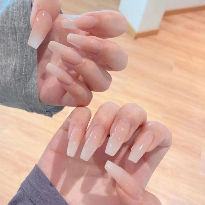 Long Square Press-On Nails – Gradual Color Detachable False Nails for Salon-Quality Manicure at Home (24pcs, 12 Sizes)