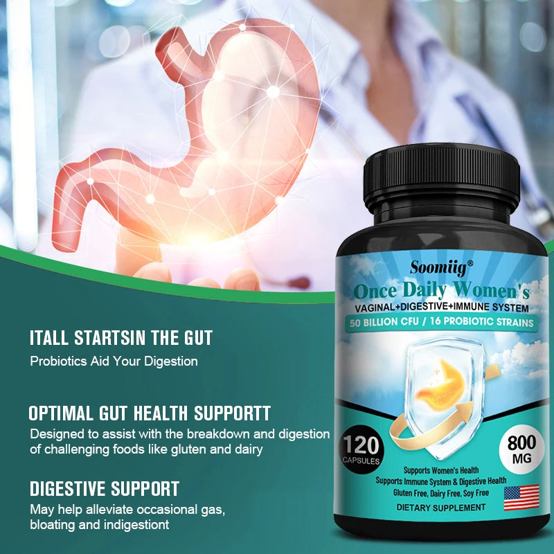 Probiotic & Prebiotic Supplements for Women – 50 Billion CFU, 16 Strains, Digestive & Immune Support, pH Balance, Energy Boost