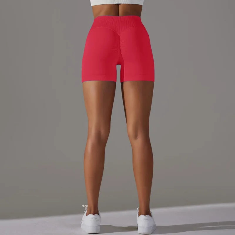 EmpowerEase Seamless Scrunch Butt High-Waist Yoga Shorts – 3-Piece Set