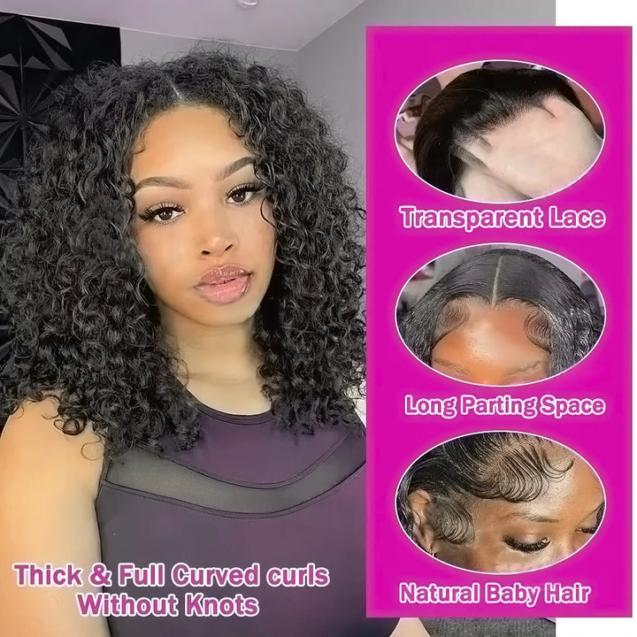 Deep Wave Luxe Bob Wig – 100% Human Hair with HD Transparent Lace