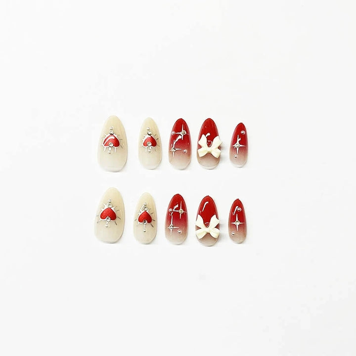 Pink Almond Butterfly Ballet False Nails – 24pcs French Design Press-On Set
