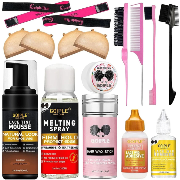 Ultimate Lace Melt Wig Styling Kit – Waterproof Adhesive, Tint Mousse & Edge Control Set