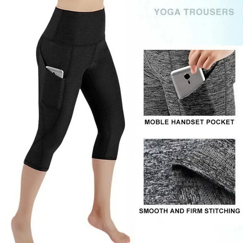 High Waist Seamless Crop Leggings – Tummy Control Yoga & Workout Tights for Women