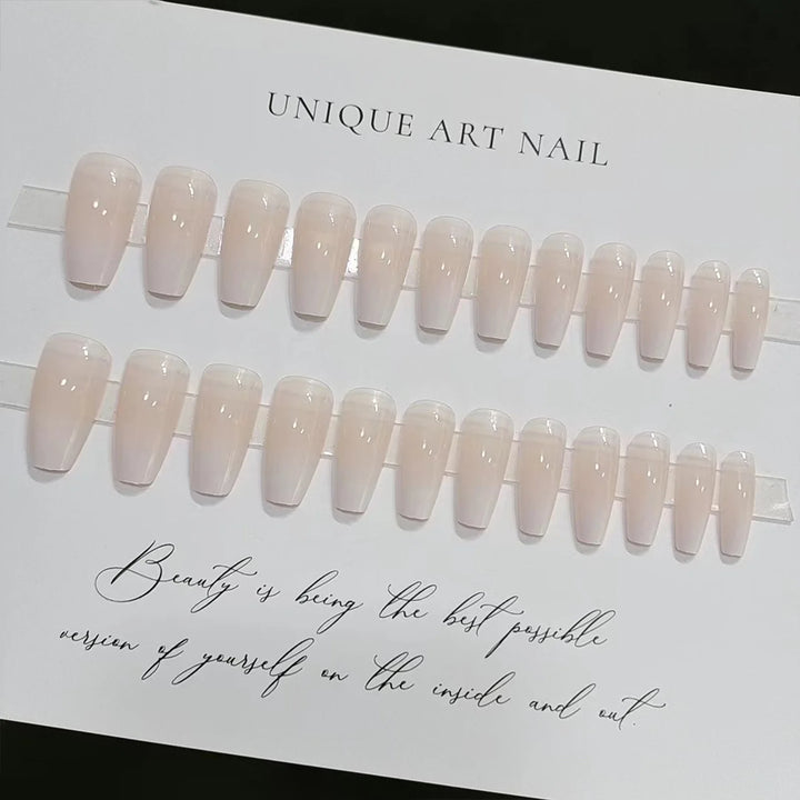 Long Square Press-On Nails – Gradual Color Detachable False Nails for Salon-Quality Manicure at Home (24pcs, 12 Sizes)
