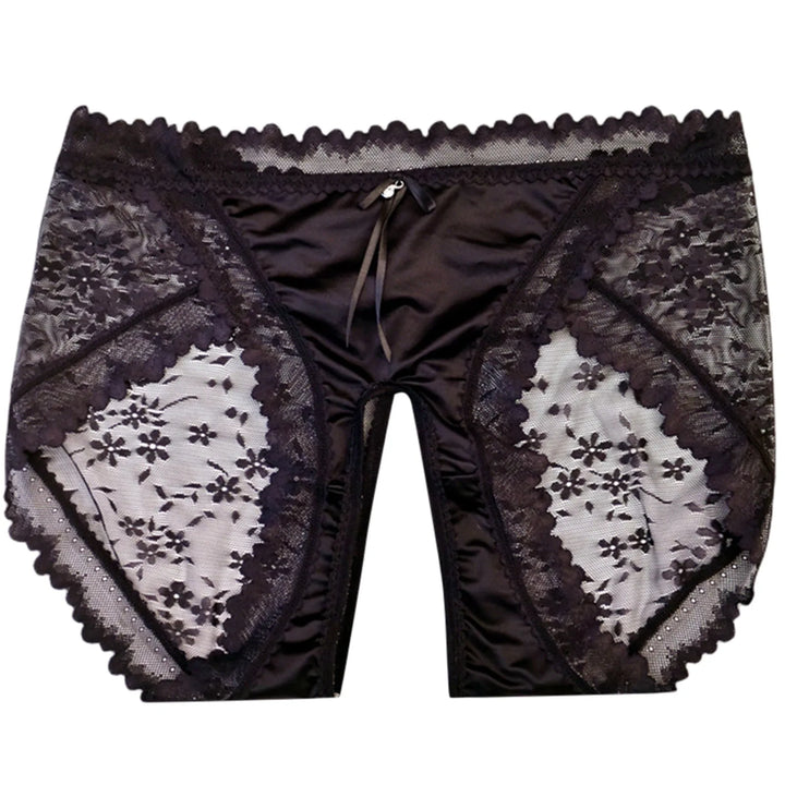 EmpowerEase Satin & Lace Open-Crotch Thong – Seamless, Sultry & Breathable