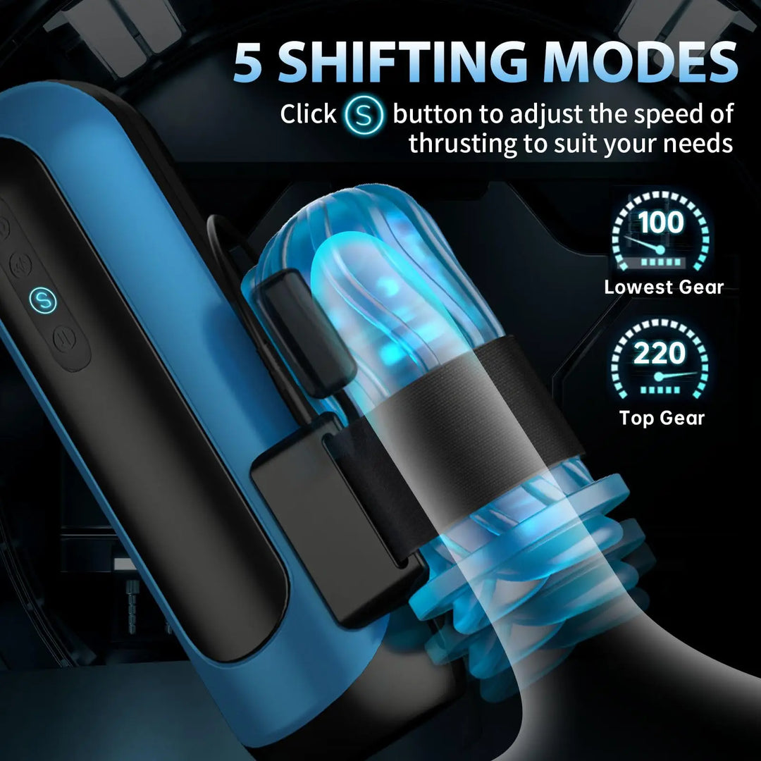 Amortoy Interchangeable Pocket Pussy – Automatic Male Masturbator with 6 Piston Modes, 5 Thrusting Speeds & 10 Vibration Patterns