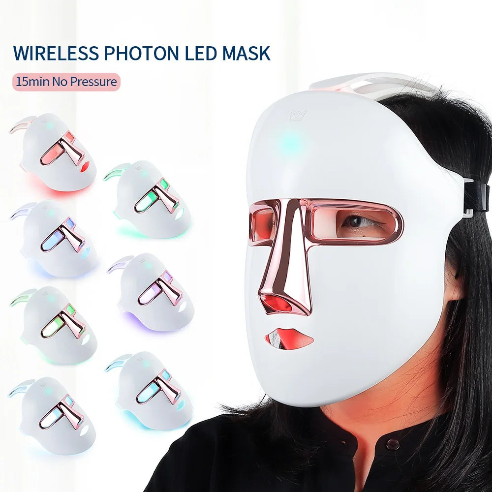 7-Color LED Light Therapy Face Mask – Wireless, Rechargeable & Vision-Friendly Design