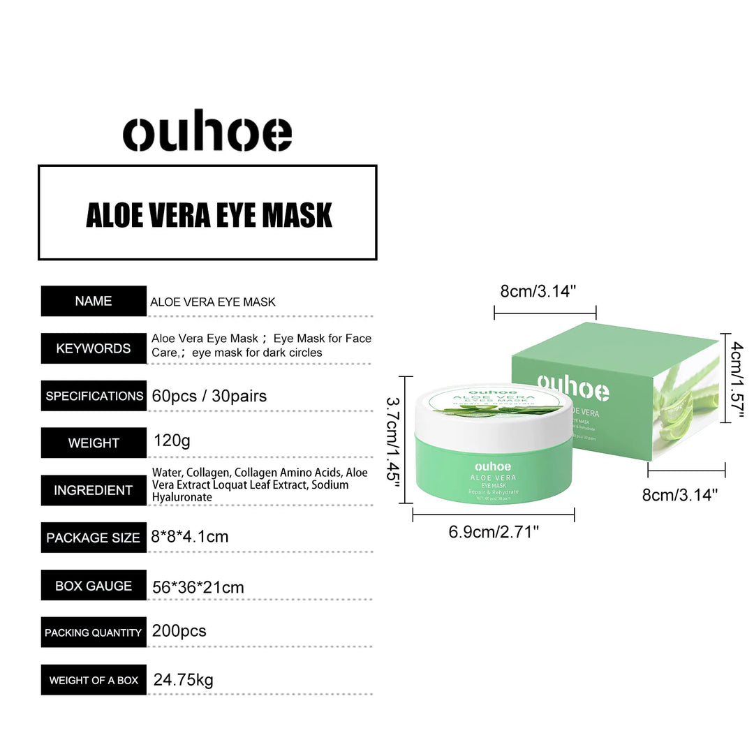 Aloe Vera Collagen Eye Mask – 60 Pieces for Dark Circles, Puffiness & Fine Lines