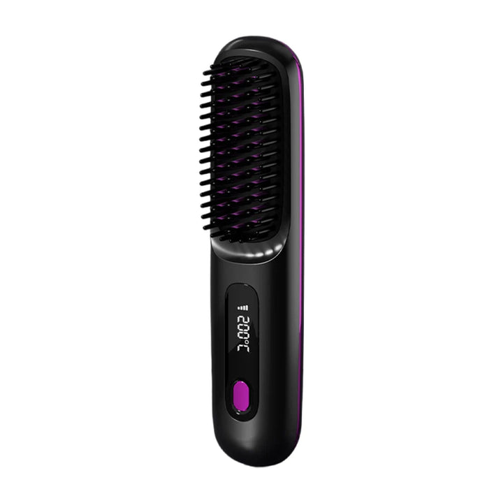 FreedomFlow Cordless Heat Brush – Rechargeable 3-Temp Straightening Comb