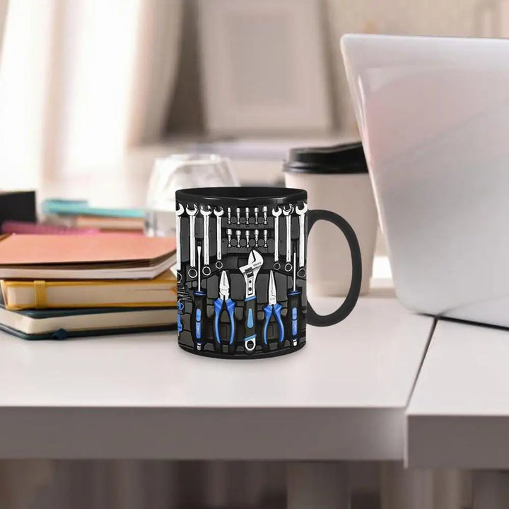 Power Tools Mug – Ceramic Coffee Cup with Toolbox Design (350ml)