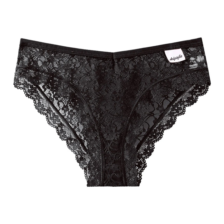 Sexy Lace Hollow-Out Briefs – Seamless Transparent Low-Rise Panties for Women