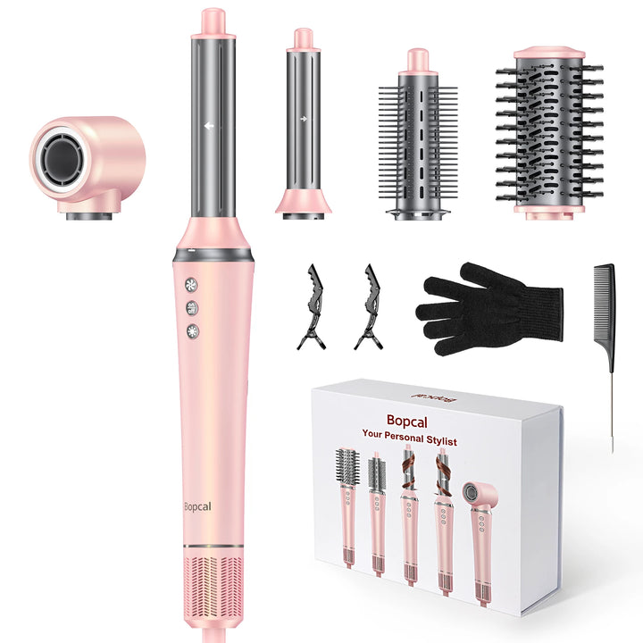 BOPCAL 5-in-1 Hair Dryer & Multi-Styler with 300M Negative Ions – Straightener, 32mm Curler, Volumizer & More
