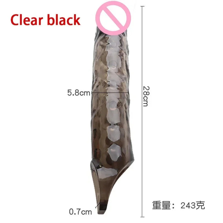 PAQIN 28cm XXL Penis Sleeve & Strapon Extension – Thick Silicone Dildo with Cock Ring for Intense Couples Play
