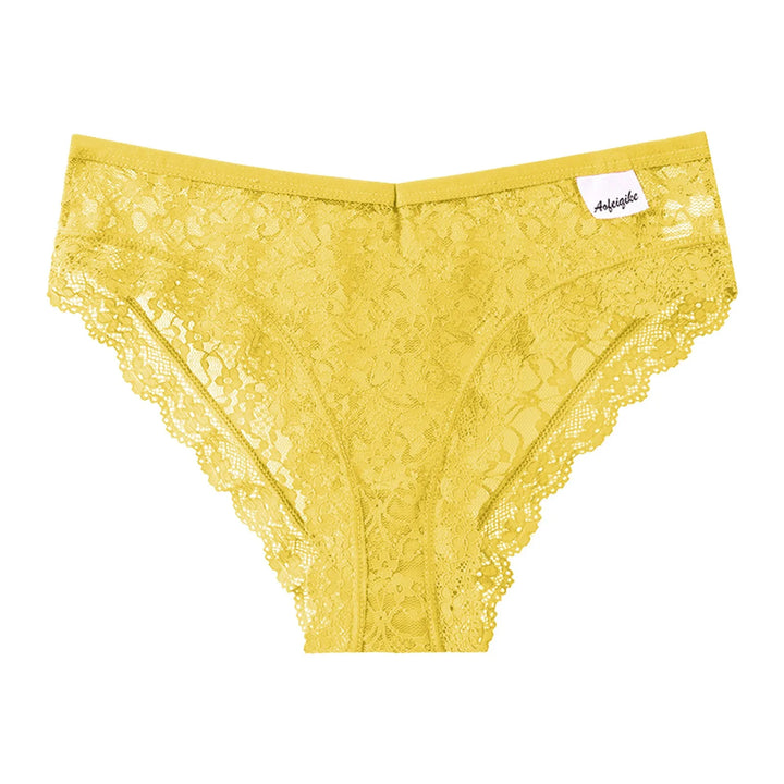 Sexy Lace Hollow-Out Briefs – Seamless Transparent Low-Rise Panties for Women