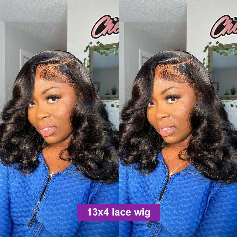 Luxe Body Wave Bob Wig with Transparent Lace – Virgin Brazilian Remy, 180% Density