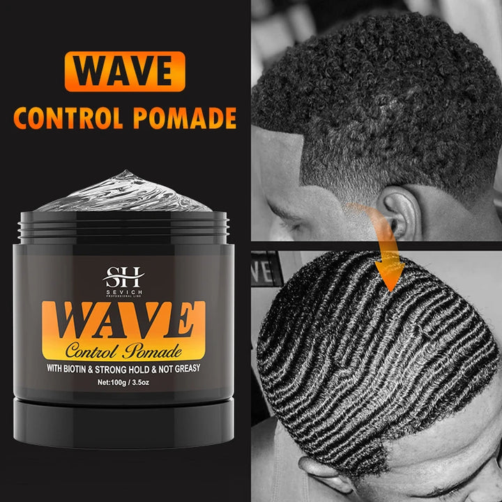 Biotin WaveControl Pomade – Strong Hold 360° Styling Cream for Men with Brush
