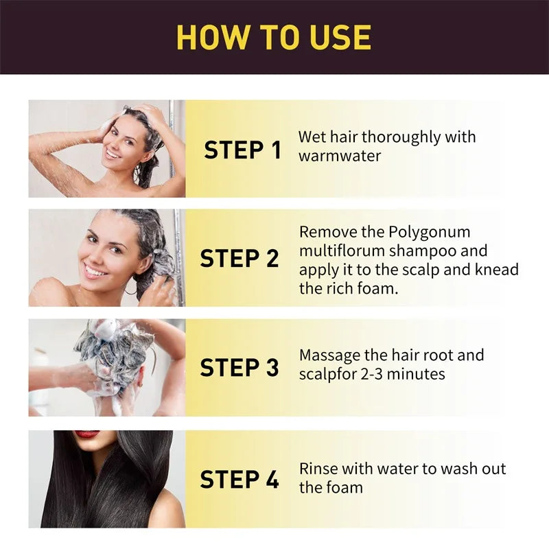 Eelhoe 3-in-1 Black Hair Coloring Shampoo – 2pcs Natural Herbal Polygonum Shampoo for Gray Coverage & Scalp Care (100ml Each)