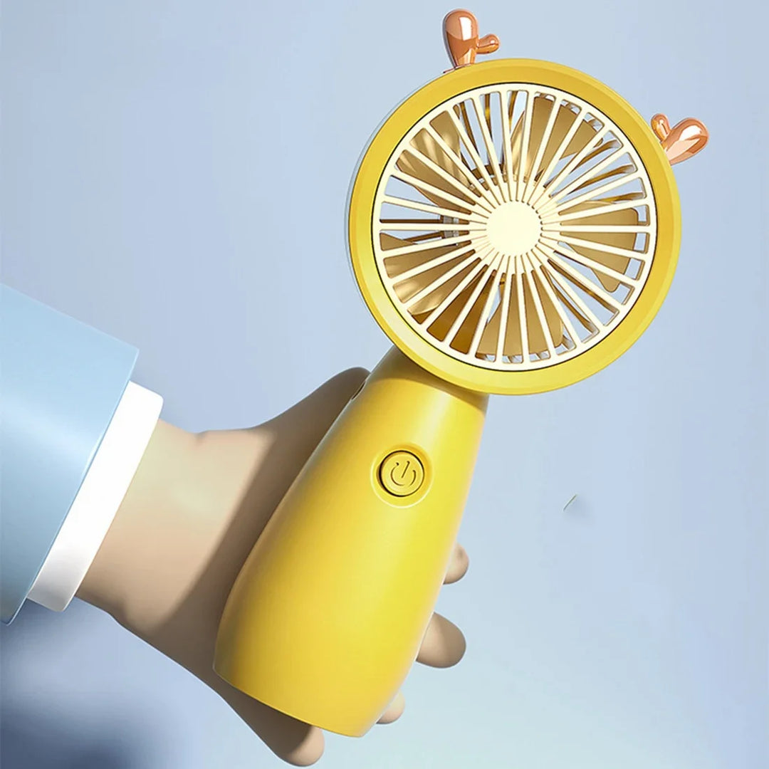 USB Mini Handheld Fan Outdoor Mini Creative Desktop Office Mute Charging Portable Handheld Fan Yellow