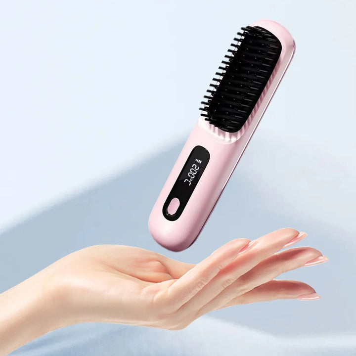 FreedomFlow Cordless Heat Brush – Rechargeable 3-Temp Straightening Comb