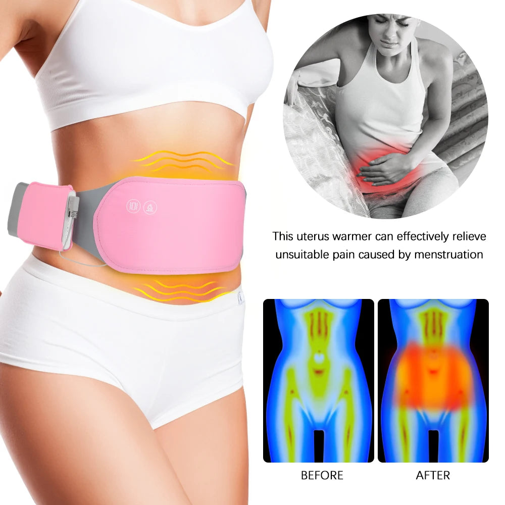 Portable Heating Pad – Menstrual Heating Massager Belt with Vibration & Adjustable Temperature, Period Relief Thermal Waist & Abdominal Warmer