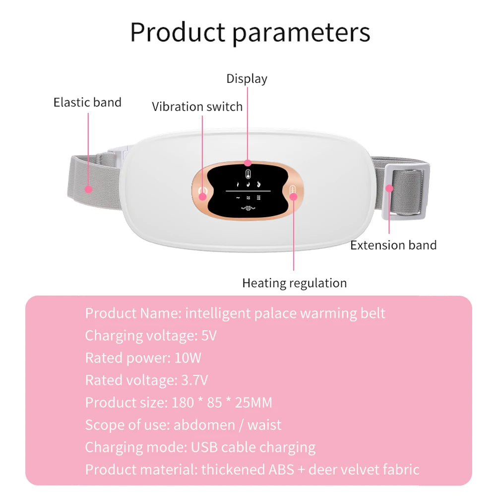 Portable Heating Pad – Menstrual Heating Massager Belt with Vibration & Adjustable Temperature, Period Relief Thermal Waist & Abdominal Warmer