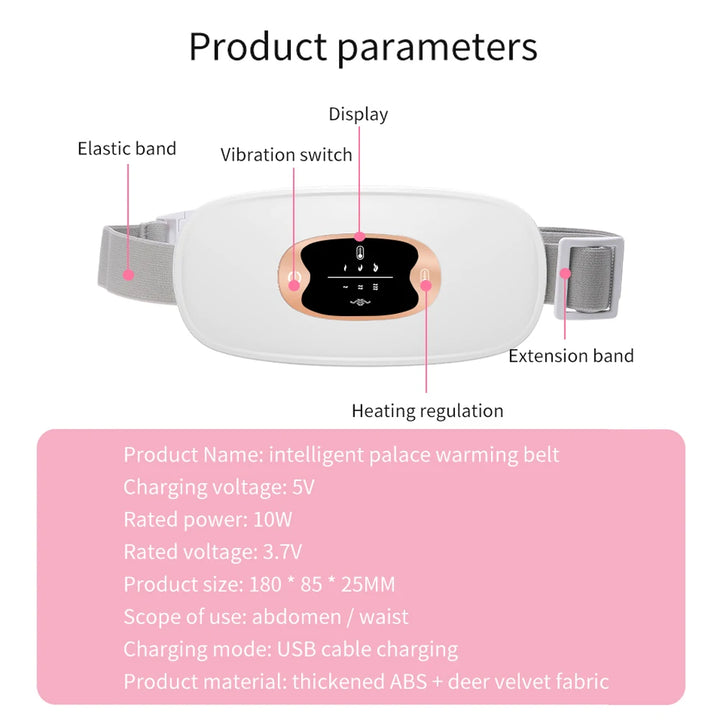 Portable Heating Pad – Menstrual Heating Massager Belt with Vibration & Adjustable Temperature, Period Relief Thermal Waist & Abdominal Warmer