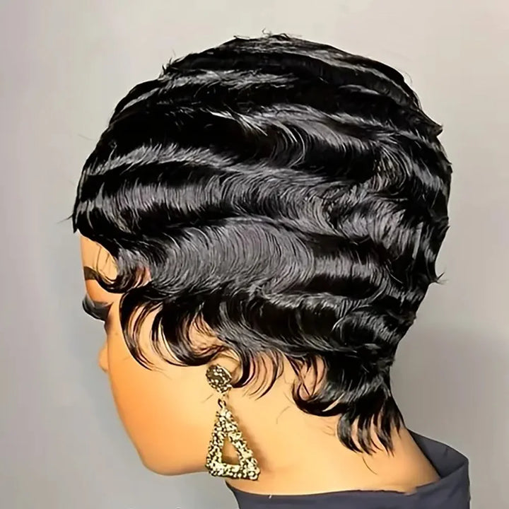 Velvet Wave Pixie – Short Finger Wave Remy Human Hair Wig