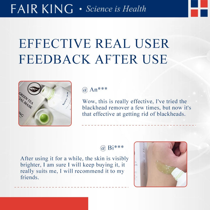 FAIR KING Green Tea Cleansing Mask – Blackhead Remover, Acne Treatment, Oil Control Peel-Off Face Mask (40g)