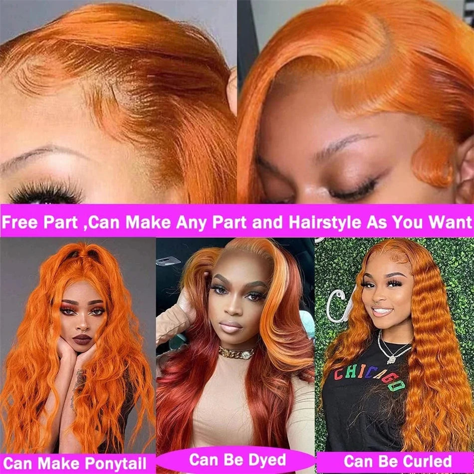 Ginger Luxe Body Wave Wig – 100% Human Hair with HD Lace Front