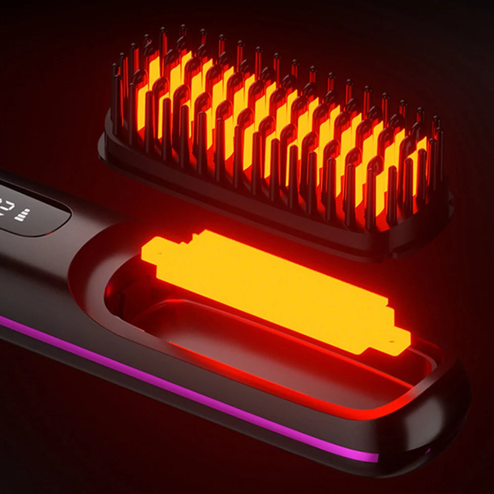 FreedomFlow Cordless Heat Brush – Rechargeable 3-Temp Straightening Comb