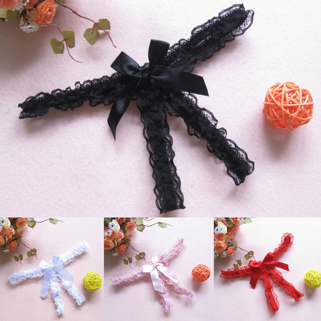Crotchless Lace Bow Thong – Sexy Open Crotch G-String for Women
